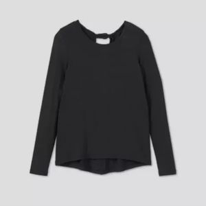 Women's All In Motion Long Sleeve Twist-Back Workout Top Black Size L NWOT